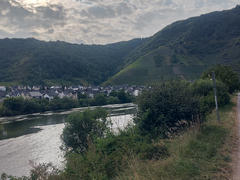 Wunderschöne Sonne/Himmel, und vielleicht kann man die steilen Weinberge im Hintergrund erkennen. Wenn nicht, stellt euch einfach wirklich steile Hügel vor.