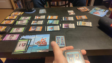 Do you see all the orange cards on his side? So many. Do you see all the orange cards on his side? So many.