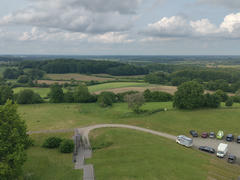 View from high up the mountain. You can see the rooms in the bottom left corner.