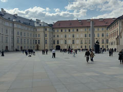 The castle has this huge plaza inside of it, cathedral is on the right