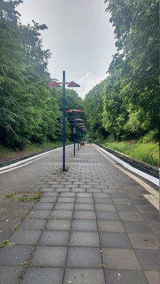 If you look closely you can see it only has one rail! With a U-Bahn. This is so crazy. If you look closely you can see it only has one rail! With a U-Bahn. This is so crazy.